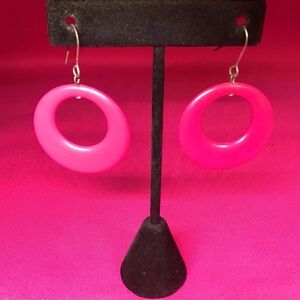 80s Fuchsia Dangle Earrings
